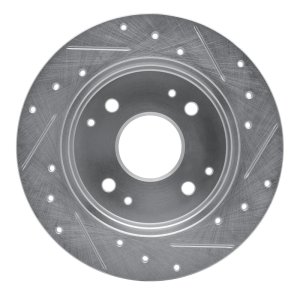 Acura CL Brake Rotor (1) - Rear Left - R1 Concepts - Drilled & Slotted - Silver - `98-`02